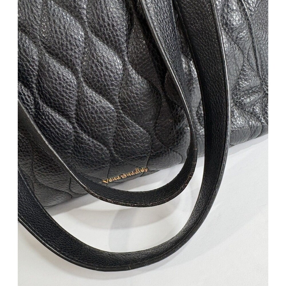 Vera Bradley Women's Tote Shoulder Bag Black Quilted Leather With Floral Pattern - Picture 11 of 12